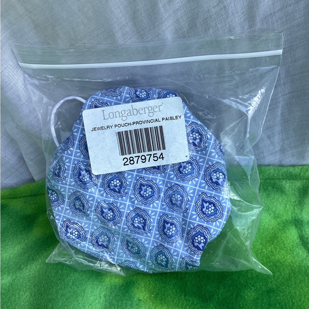 Longaberger Jewelry Pouch Provincial Paisley Blue 100% Cotton Bee 2000